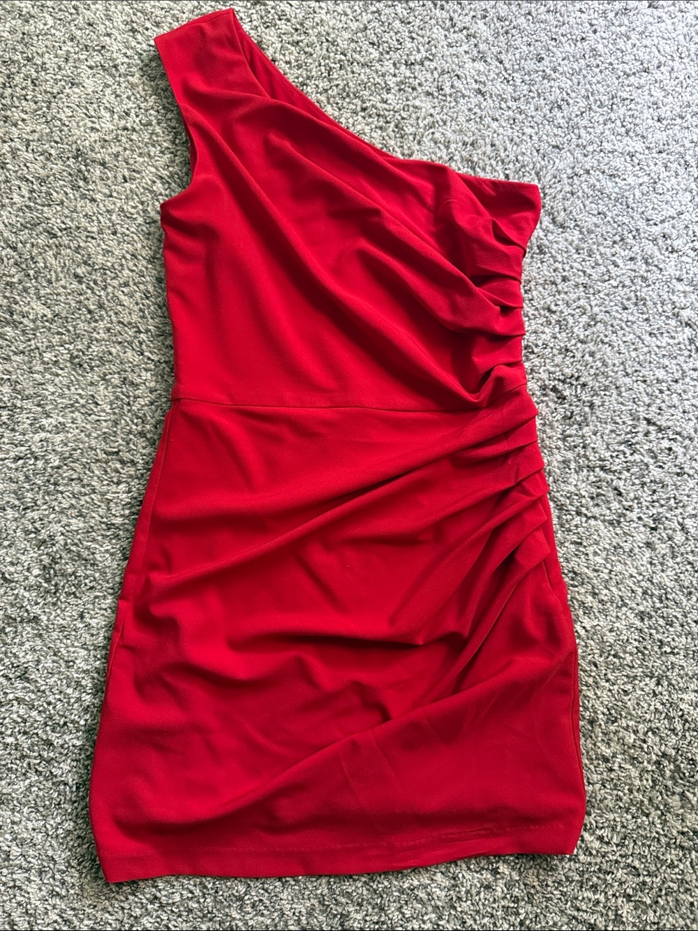 Dress the Population Red One-Shoulder Ruched Cocktail Dress - Picture 5 of 7